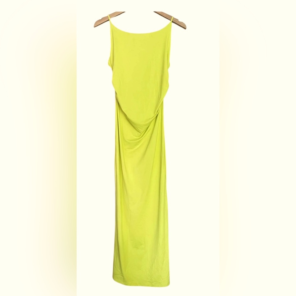 ZARA Lime Green Long Dress with Roushing